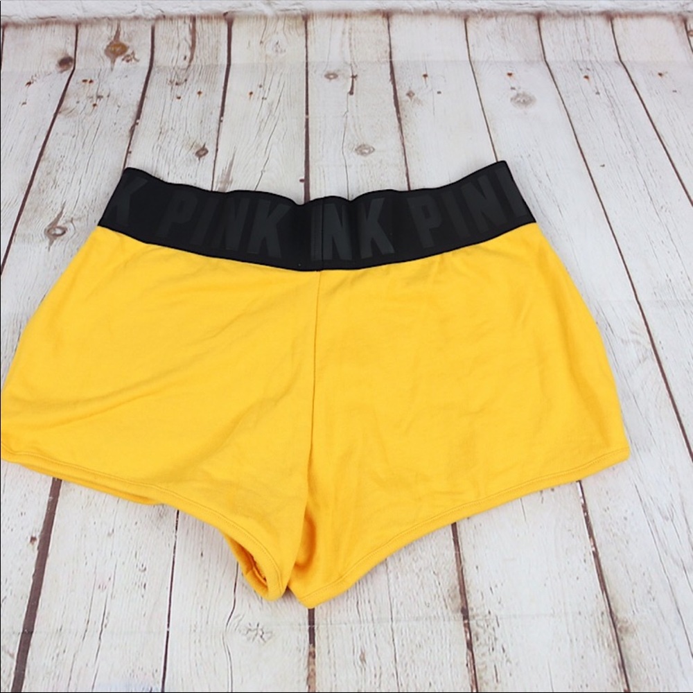 VS Pink Logo Band Varsity Shorts Yellow / Black - Picture 4 of 5